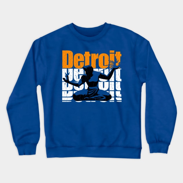 Retro '80s DETROIT (distressed vintage look) Crewneck Sweatshirt by robotface